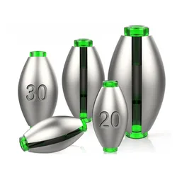 5PCS Olive Shape Lead Sinker 15/20/30g Fishing Equipment Raft Fishing Running Heart Hollow Set Bridge Long-Distance Casting