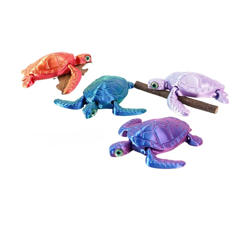 3D Printing Sea Turtle Figures Multi-joint Movable Simulation Eyes for Home Accessories Kids Gift Living Room Desk Decoration