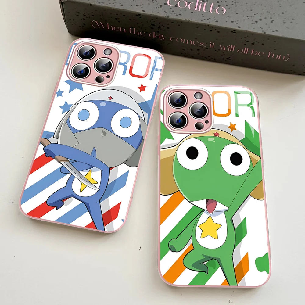 Funny Cartoon Keroro Gunsou Frog Phone Case For iPhone 14 13 12 Mini 11 Pro XS Max X XR 14 Plus Tempered Glass Cover