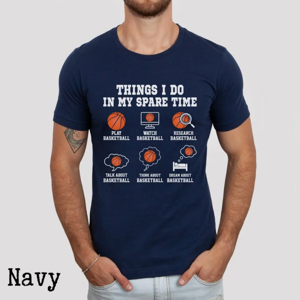Camiseta de baloncesto de cosas que hago en mi tiempo libre, camiseta de regalo para jugador de baloncesto, camiseta para amantes del baloncesto, camisetas informales para la vida diaria para hombre