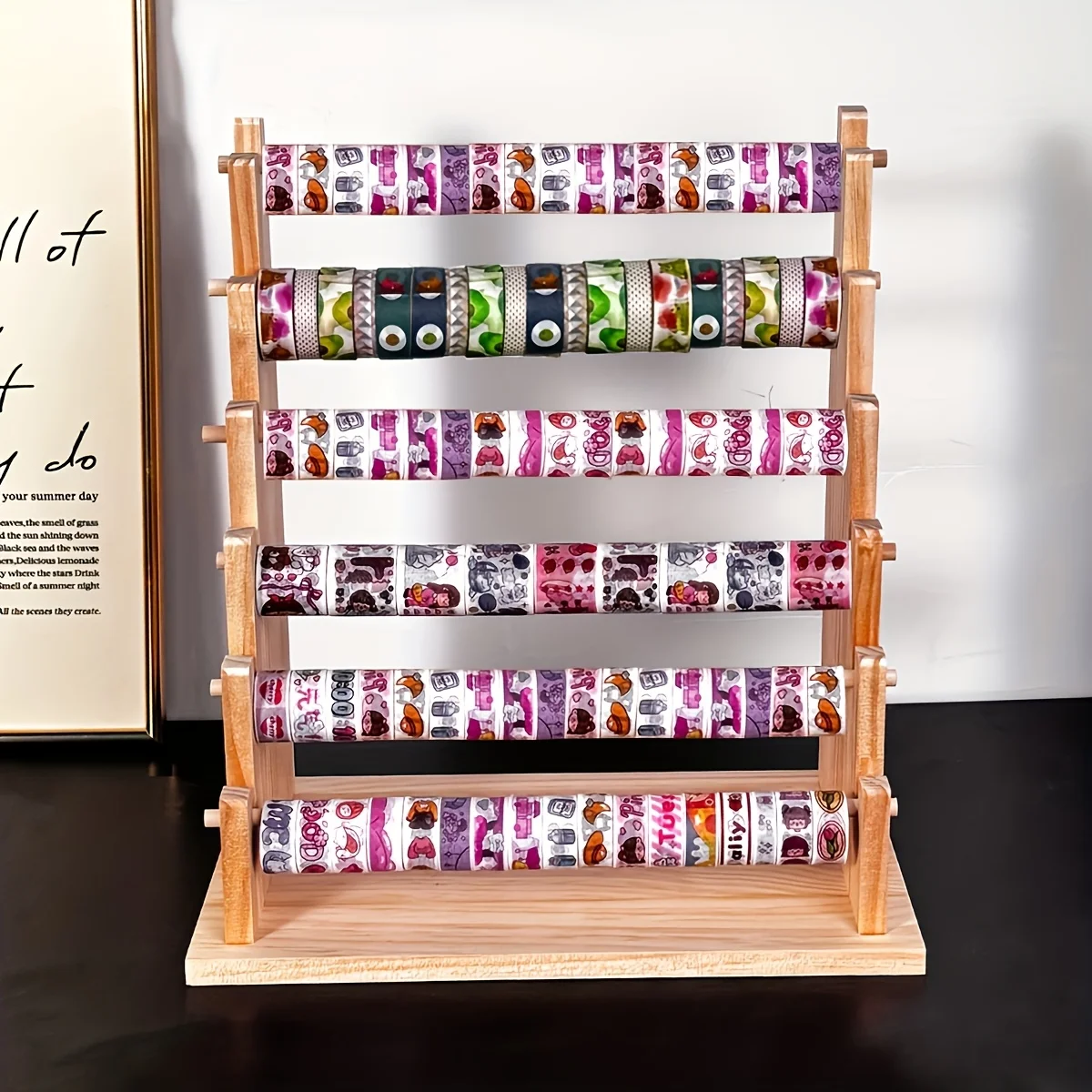 1pc Detachable 4/6-Tier Wooden Ladder Organizer, Storage Rack for Stationery, Washi Tape & Jewelry, Multi-Purpose Display Shelf