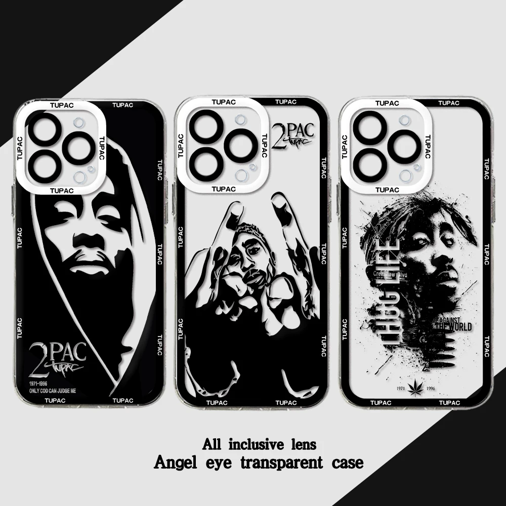 Fashion Tupac Shakur Rapper New 2Pac Phone Case For iPhone 15 14 13 12 11 Mini Pro Max X XR XSMax 6S 6 7 8 Plus SE20 Clear Cover