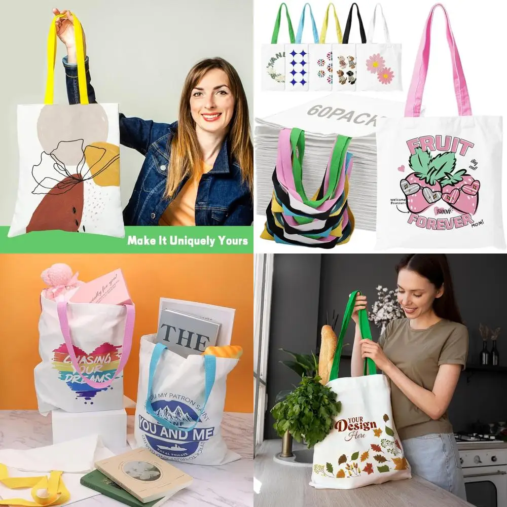 

Набор из 60 холщовых сумок-тоут размером 13x15 дюймов, идеально подходят для сублимации, проектов DIY, термотрансферной пленки, персонализированных подарков, дней рождения и т.д.