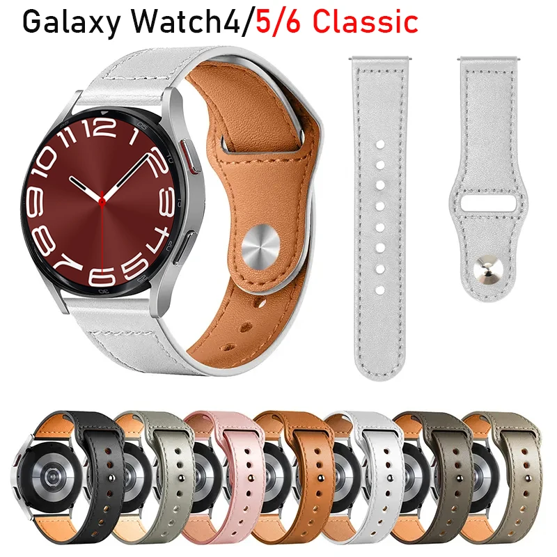 Genuine Leather band for Samsung Galaxy watch 6 5 pro/4/3/Active 2/44mm/40mm Bands Galaxy Watch 6/4 Classic 43mm/47mm Bracelet