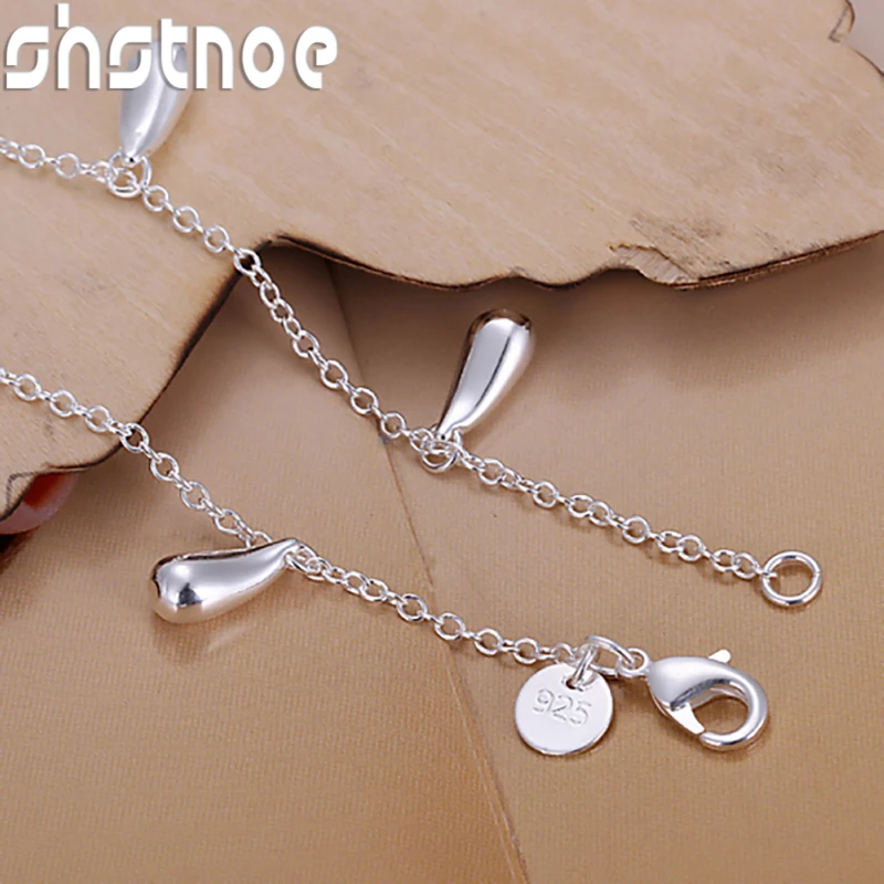 Charm 925 Sterling Silver Water Droplets Pendant Bracelet Fashion Hand Chain Men Jewelry Women Wedding Engagement Party Gift