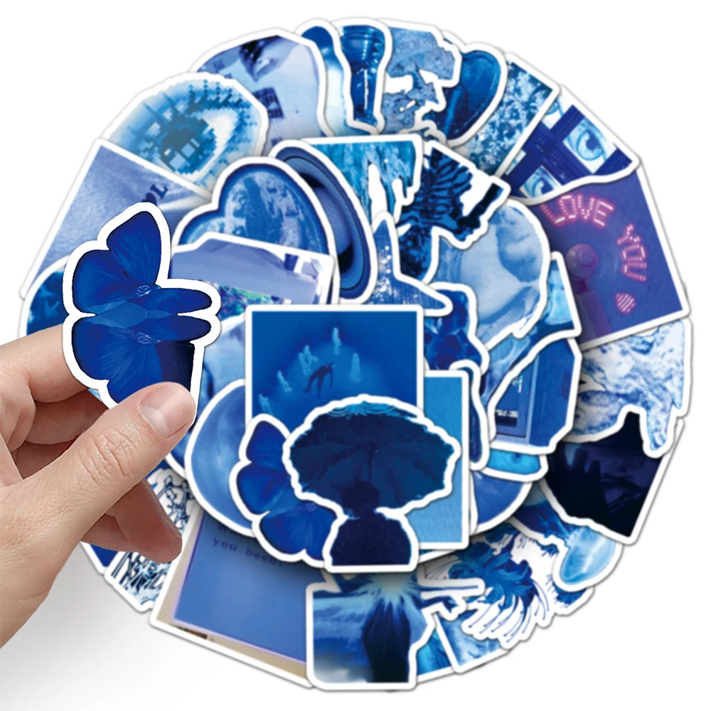 10/30/50 قطعة INS نمط بكسل الأزرق الكرتون ملصقات الإبداعية الجمالية ملصقات فنية DIY بها بنفسك زجاجة ماء المحمول الهاتف ملصق مضاد للمياه