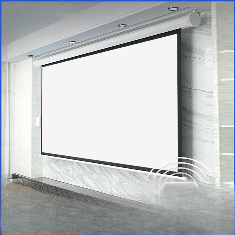 100 inch electric curtain remote control lifting curtain projector