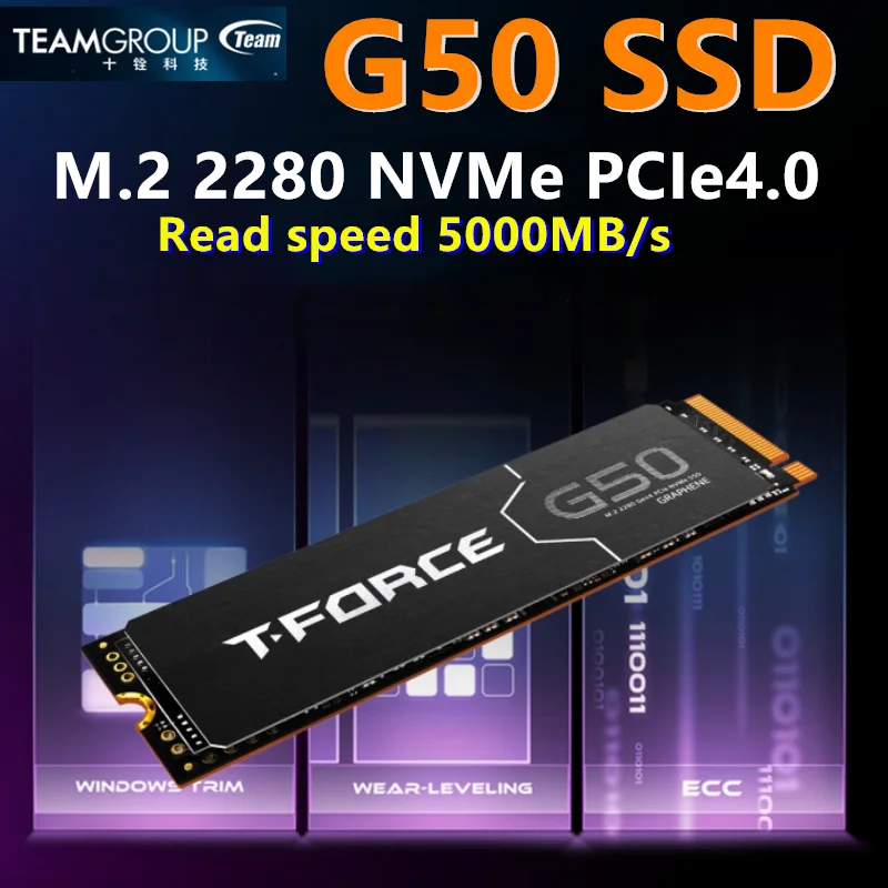 

Игровой твердотельный накопитель TEAMGROUP G50 1 ТБ, 2 ТБ, SLC Caching, 3D TLC NAND NVMe InnoGrit PCIe Gen4x4 M.2 2280, внутренний твердотельный накопитель