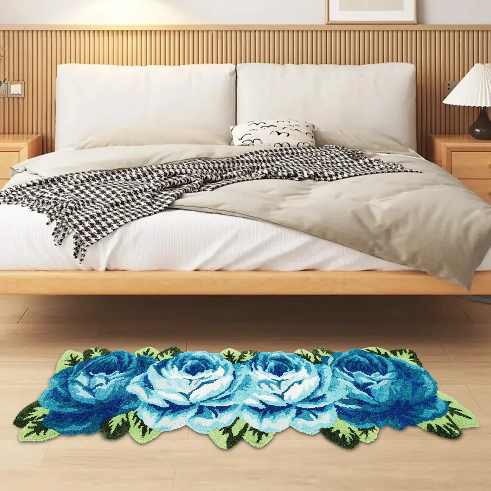 

Non-Slip Floral Area Rug 65x24 Inch, Machine Washable Rose Pattern Carpet, TPR Backing Floor Mat for Living Room Bedroom