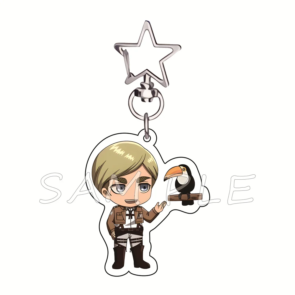 Attack On Titan 6cm Acrylic Keychains Animal Companion Anime Manga Merch Bag Charms Car Key Ring Otaku Cosplay Collectible Gift