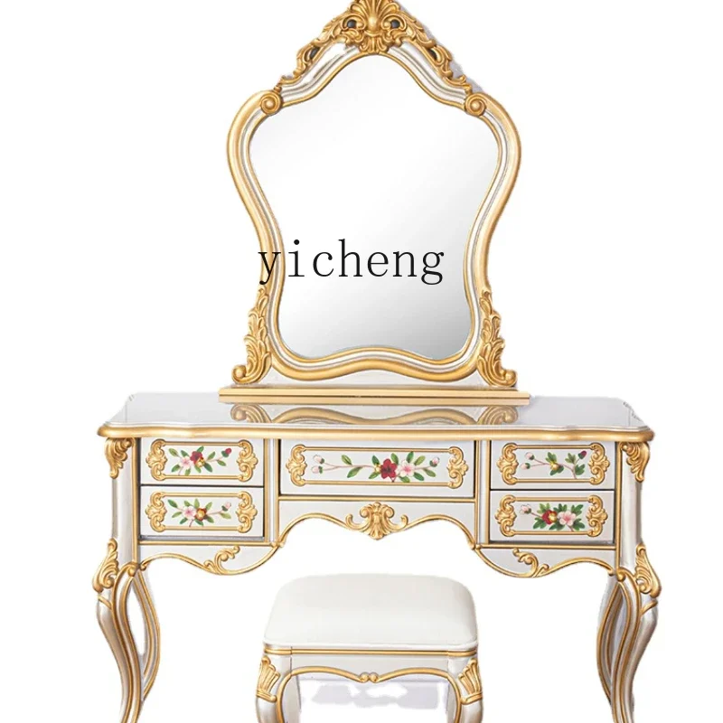 

YY Simple Modern American Dressing Table Dressing Stool Bedroom Painted Solid Wood Dresser