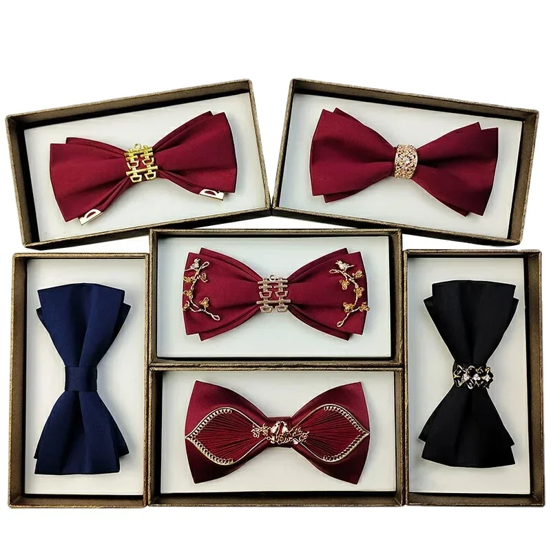 

Bow tie male wedding bridegroom's best man presides over the master of ceremonies bow tie Solid Red Tie Necktie