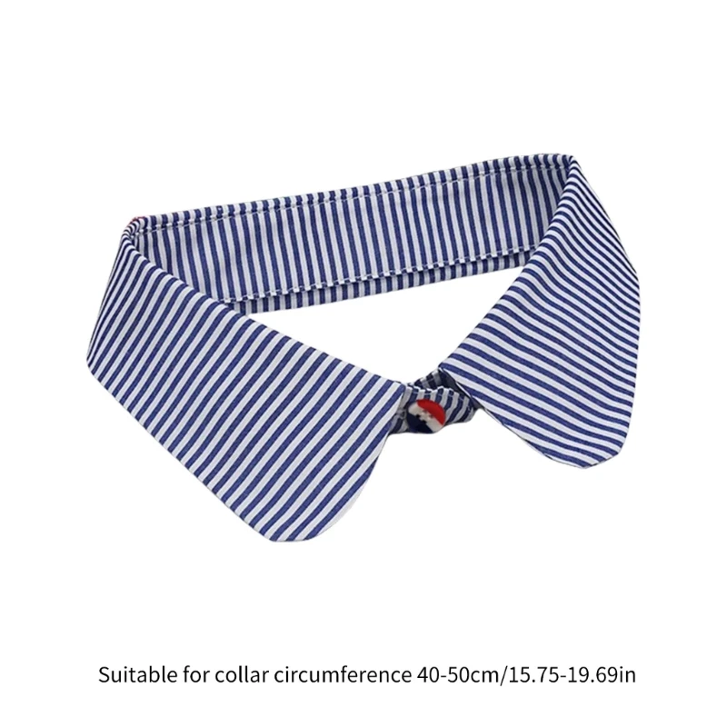 Unisex Decorative Blue Striped False Collar Lapel Detachable Blouse Collar Choker Necklace Half Shirt Clothing Accessory