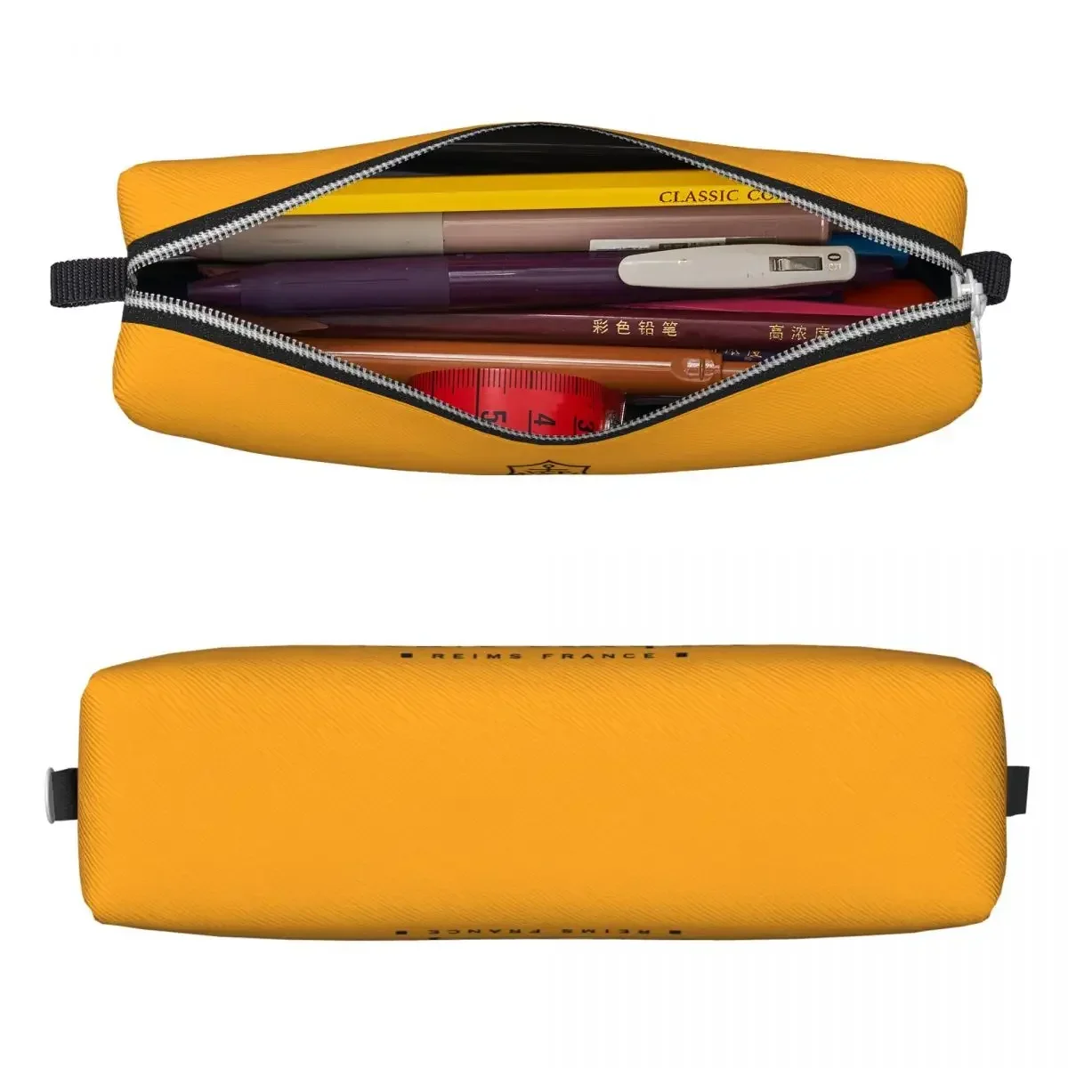 Champagne Orange Pencil Case Veuves Clicquots Pen Bags Kids Large Storage Office Zipper Pencilcases