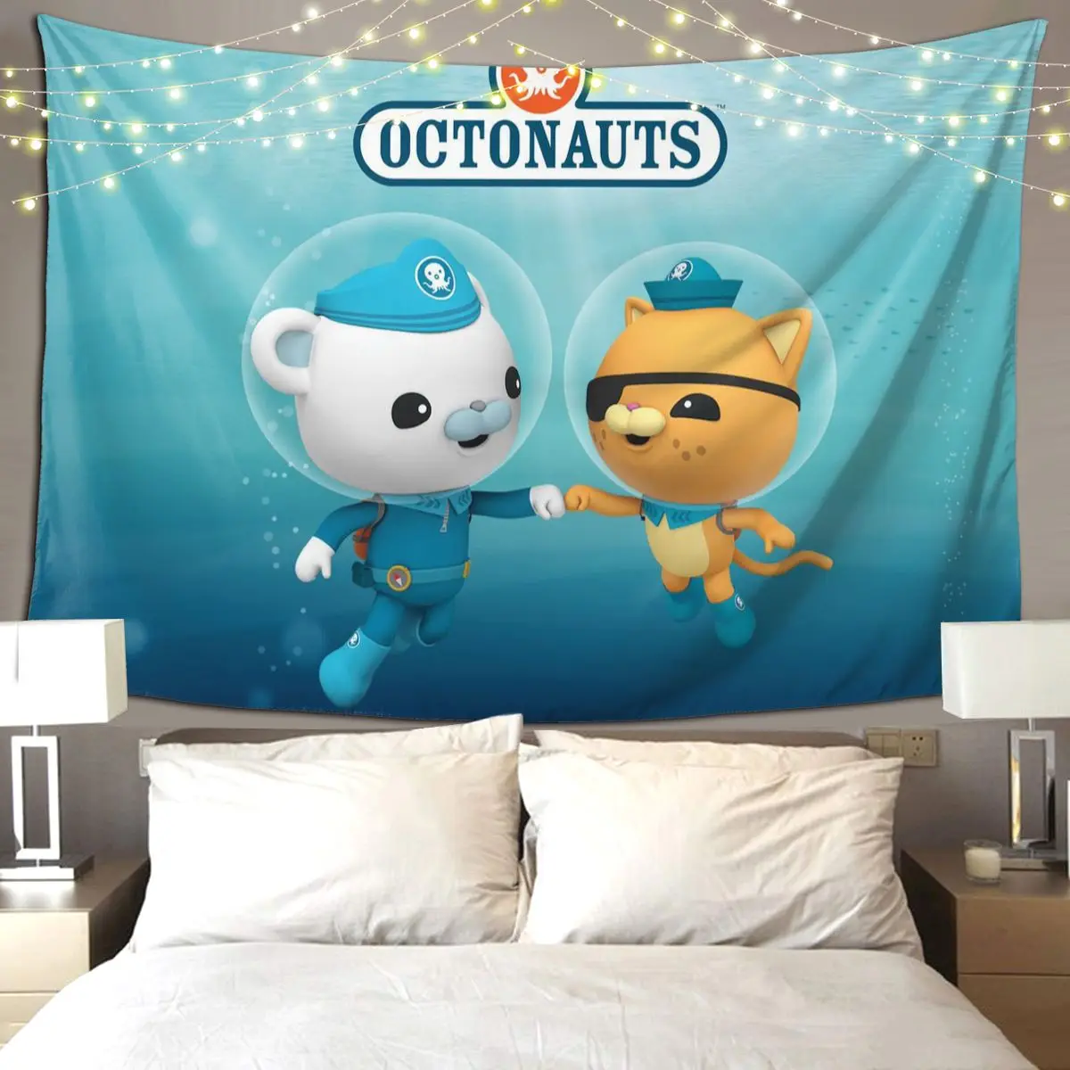 Kid Kwazii The Octonauts Tapestry Hippie Wall Hanging Aesthetic Home Decoration Tapestries for Living Room Bedroom Dorm Room