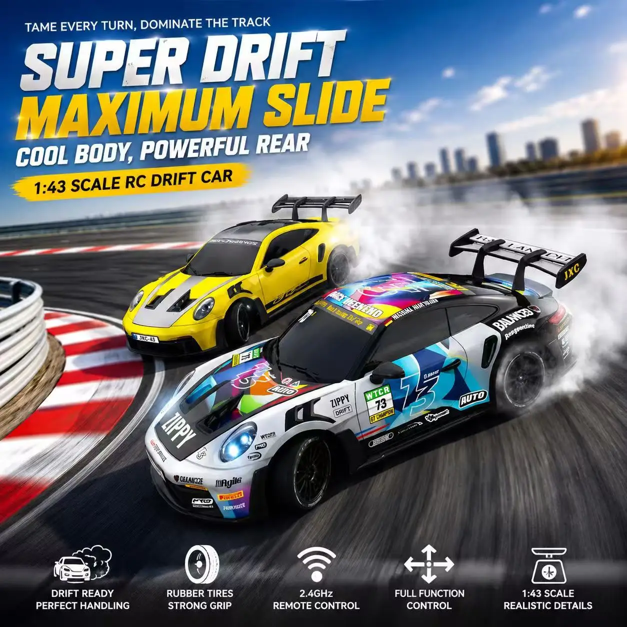 Jingxiaochuang Officially‑Licensed Porsche 911 GT3 RS RC Drift Car, Full‑Proportional Electric Model Car, Kids Toy Vehicle