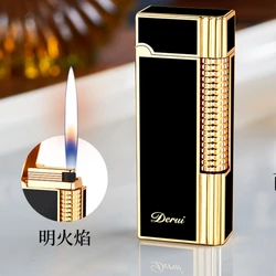 Butane Gas Unusual Lighter High-end Grinding Wheel Metal Cigar Lighter Smoking Accessories Pipe Men's Gift with Box