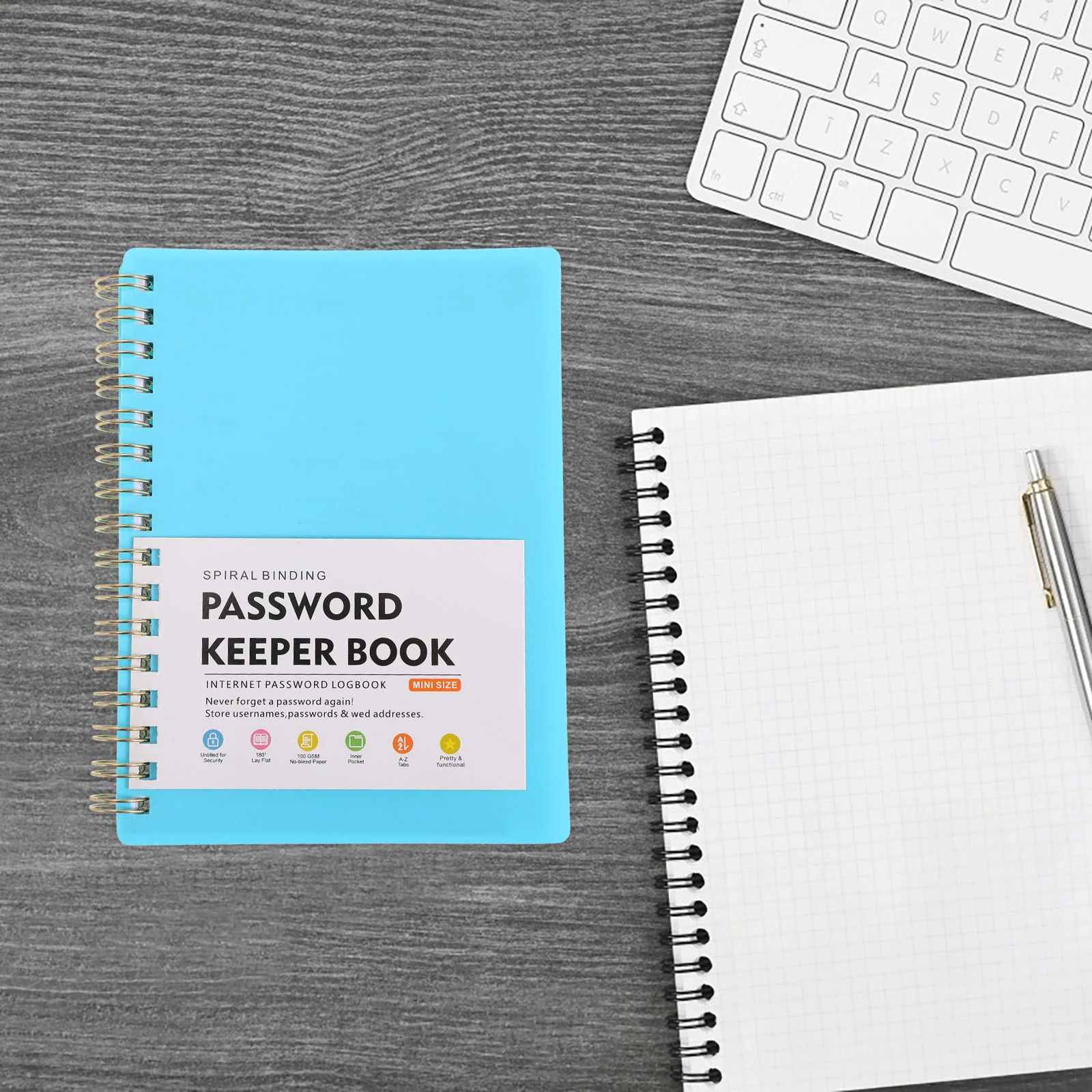 Password Book Internet Address Spiral with Alphabetical Tabs Mini Key Email and