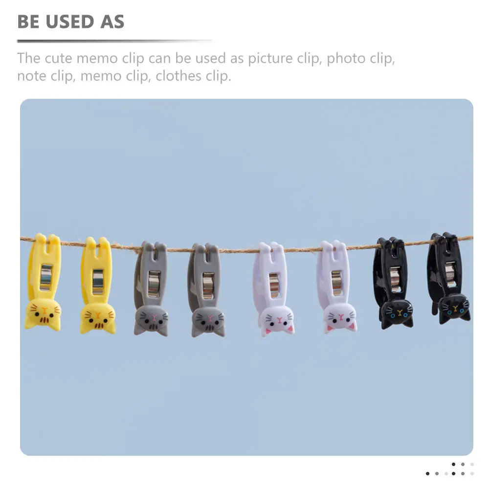 12Pcs Cat Memo Clips Cute Plastic Note Photo Clothes Clips Multi Functional Decorative Home Office Card Memo Holder