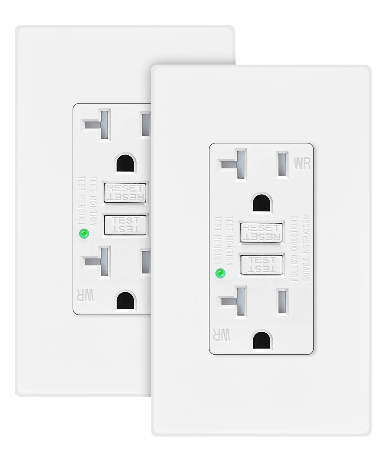 1Pcs-20Pcs GFCI 20A Wall Outlets Electrical Duplex Receptacle With UL Certification and Self-Test Tamper Resistant White Sockets