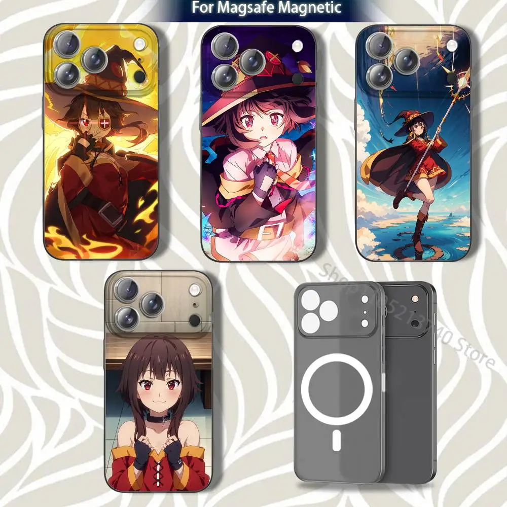 

KonoSuba MagicianS MeguminS Phone Case For iPhone 16,14,11,17,13,15,12,Air,Plus,Pro,Max,E,Mini Grey Frosted for MagSafe Magnetic