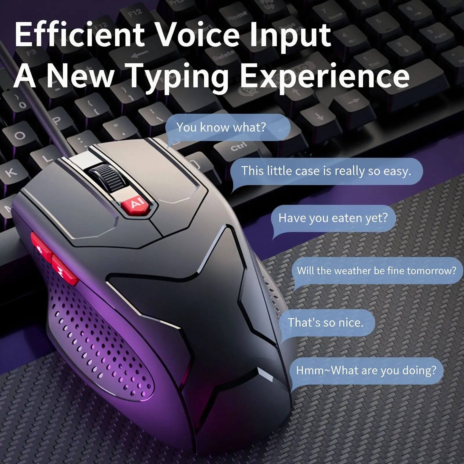 Wired AI Smart Voice Mouse 12000DPI Adjustable Dual Mode Switch Support Voice Typing Translation Meeting Record  PPT Creation