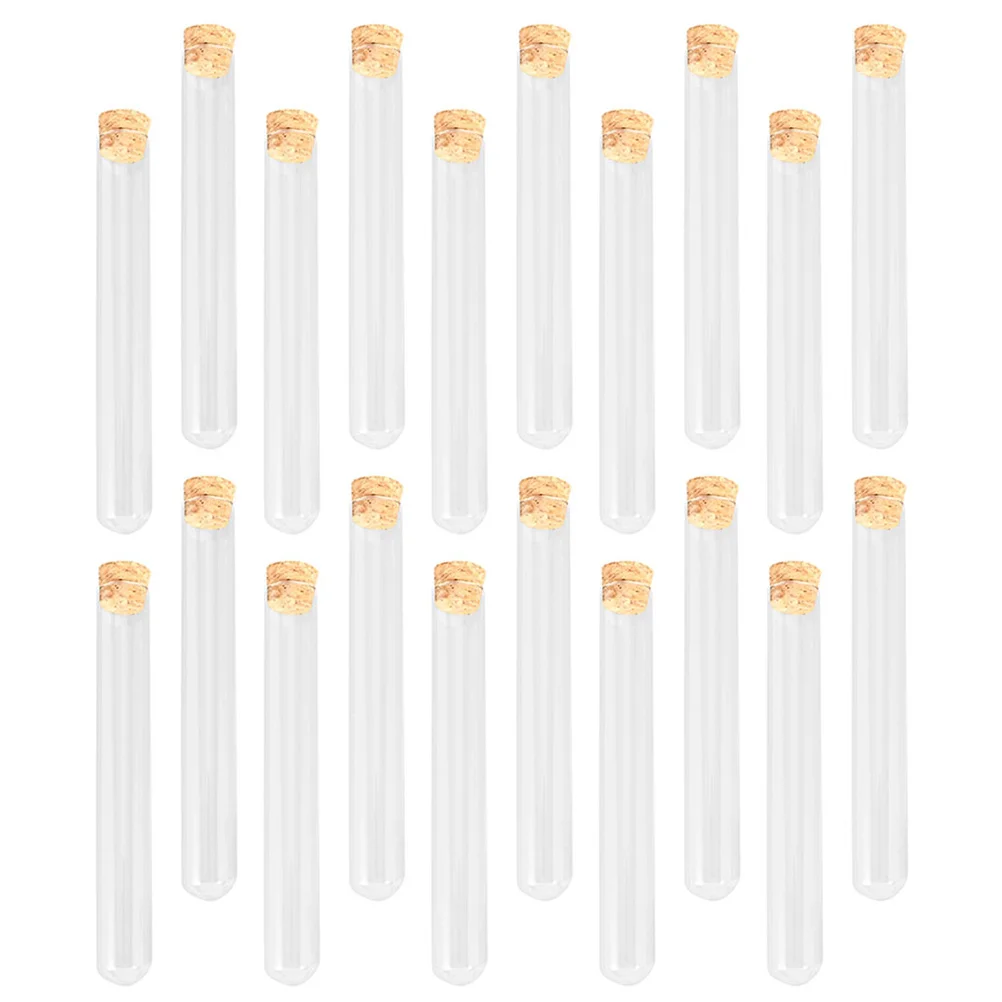 20 Pcs Test Tube Tubes Glass Propagation with Cover Clear Science Party Lids Scientific Caps