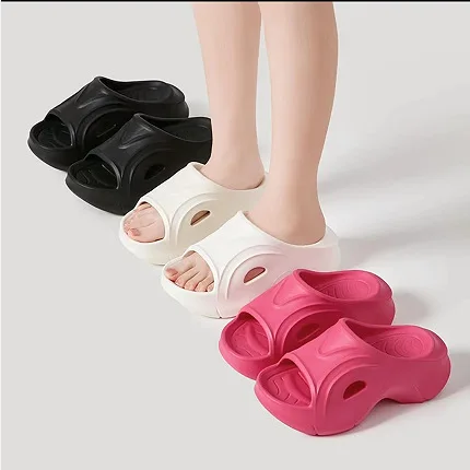 Women's Open-Toe Slides - Deep Tread Non-Slip Sole & Ergonomic Contour, Durable Indoor/Outdoor House Slippers
