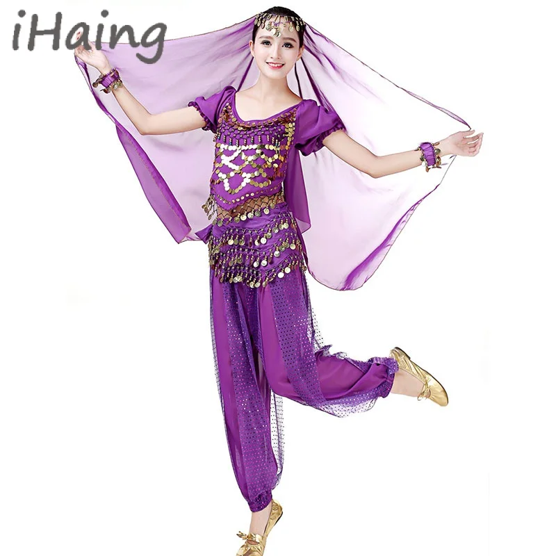 Women Professional Belly Dance Costume Set Indian Oriental Halloween Bollywood Cosplay Headdress Top Harem Pants Stage Rave Outf