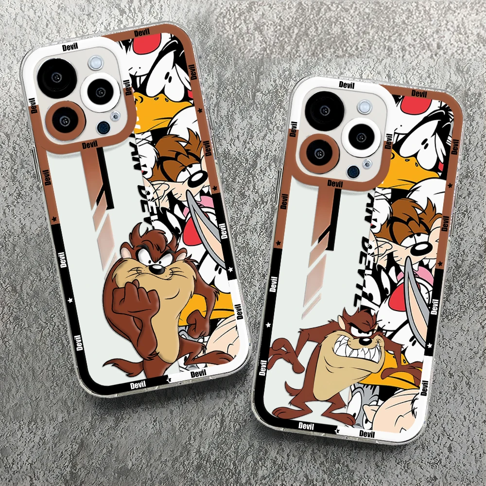 Cartoon The Tasmanian Devil Phone Case For iPhone 15 14 13 12 11 Mini Pro Max X XR XSMax 6S 6 7 8 Plus SE20 Transparent Cover