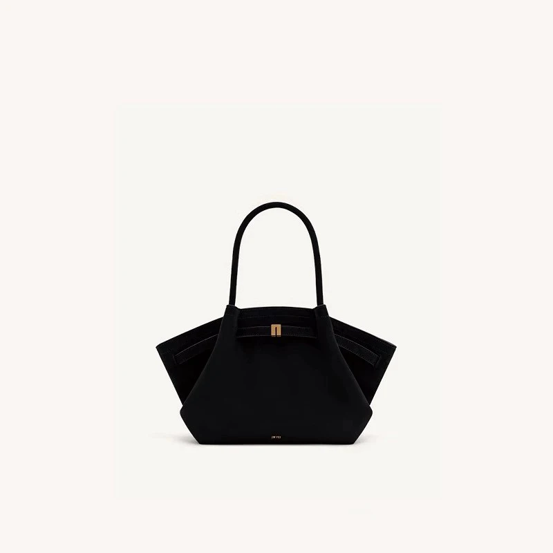 JW PEI Fashion Black Vintage Suede Nap Handbag Dumpling Bun Women's Solid Color Simplicity Metal Ornament Cross-body Bag