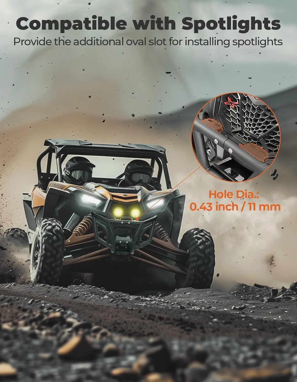 Front Bumper Spotlight Ready Compatible with Can-Am Maverick X3/Max/TurboR/RR 2017-2025 OEM Replace #715002878 Heavy Duty