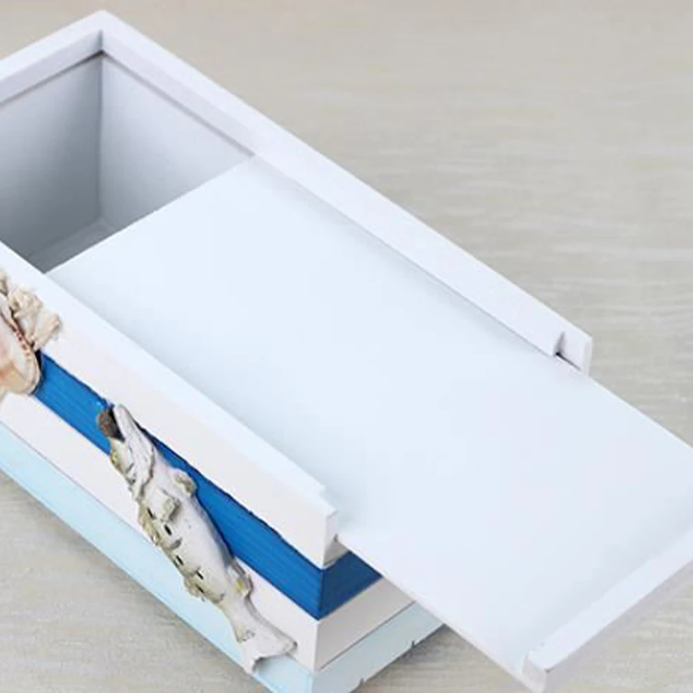 

1pc Wooden Tissue Box Household Storage Organizer for Home Office Hotel Mediterranean Style Classic Pattern Fits Most