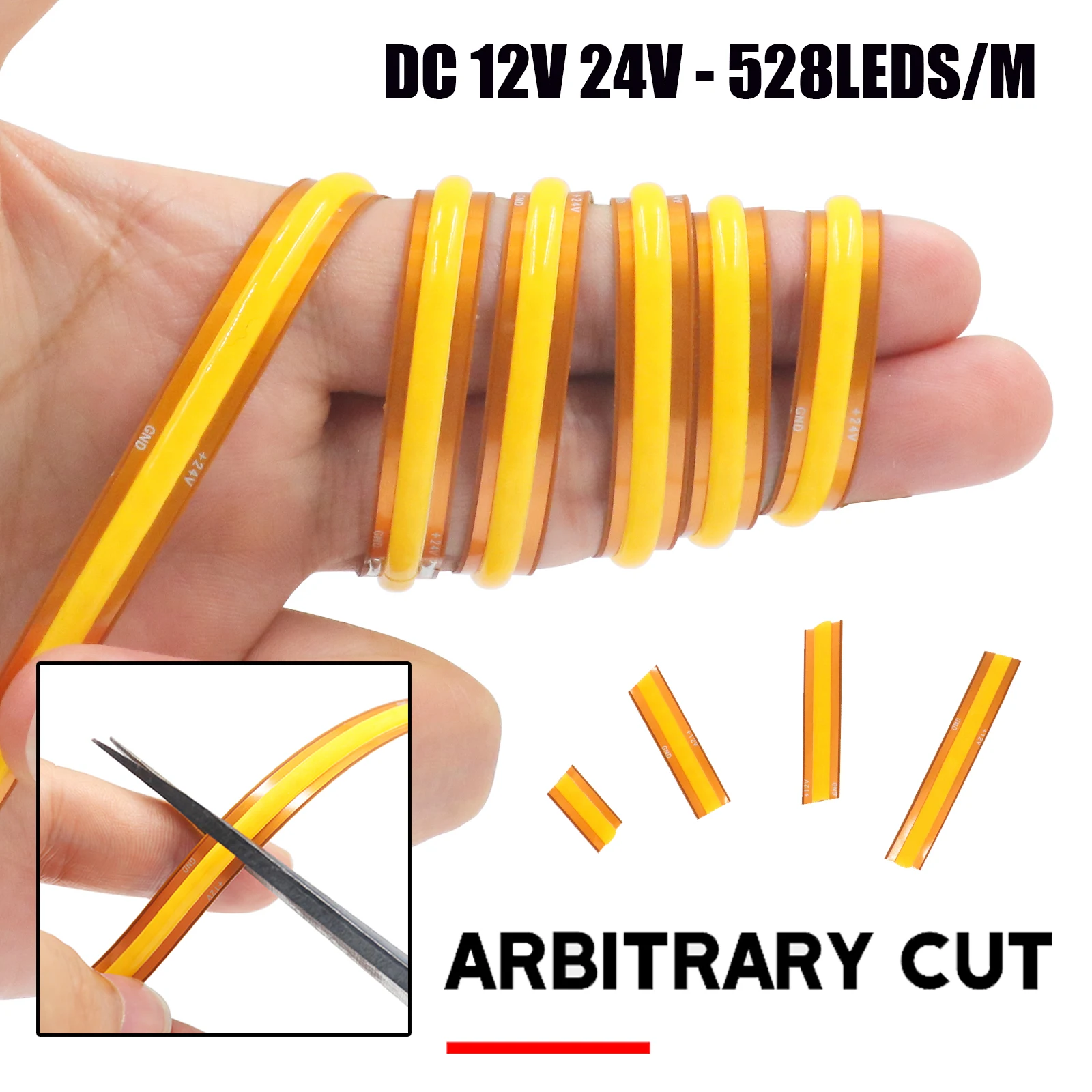 DC 12V 24V LED Strip Cut Arbitrarily Super Bright 528LEDS Flexible Ribbon Self Adhesive Strip Light 0.5M 5M 10M For Home Decor