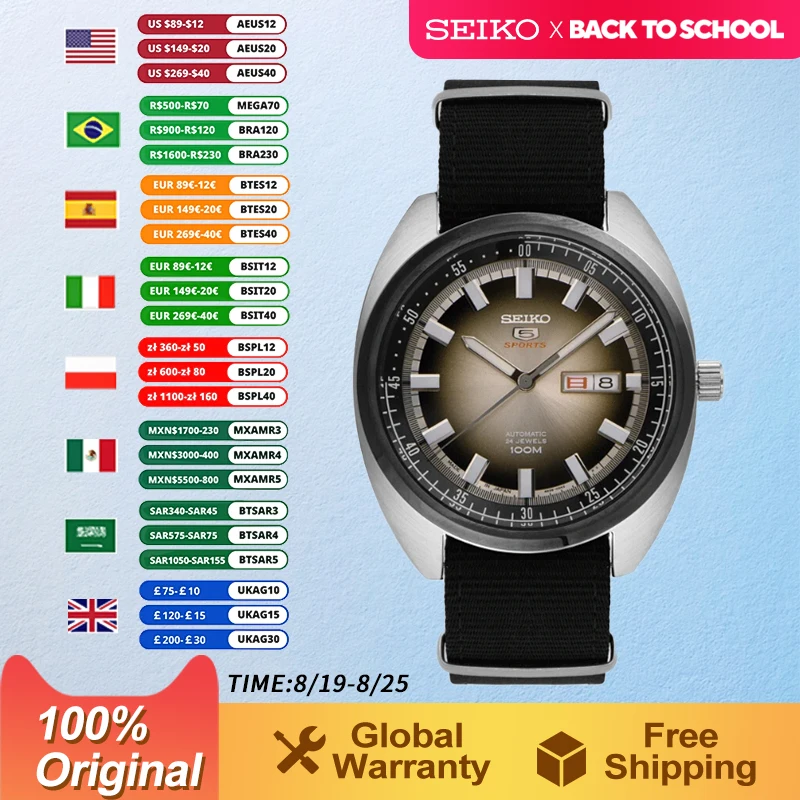 

Original Japan Seiko 5 Automatic Mechanical Watches For Men 10Bar Waterproof Luminous Sports Watch