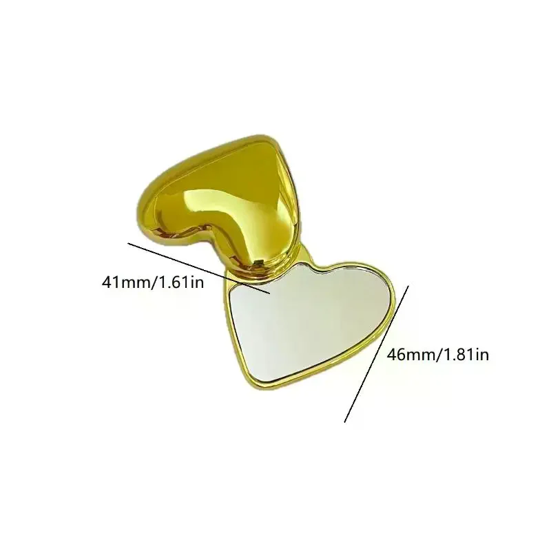 Simpatico specchio per trucco portatile a forma di cuore a doppia faccia rotante per studenti, strumento di bellezza cosmetica, piccolo specchio portatile per ragazze