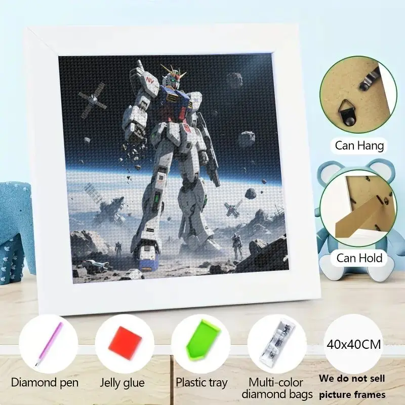 

1PC Gundam Mecha Robot 5D DIY Diamond Painting Kit, Anime Sci-Fi Space Full Drill Rhinestone Embroidery Art Craft, Large 40x40CM