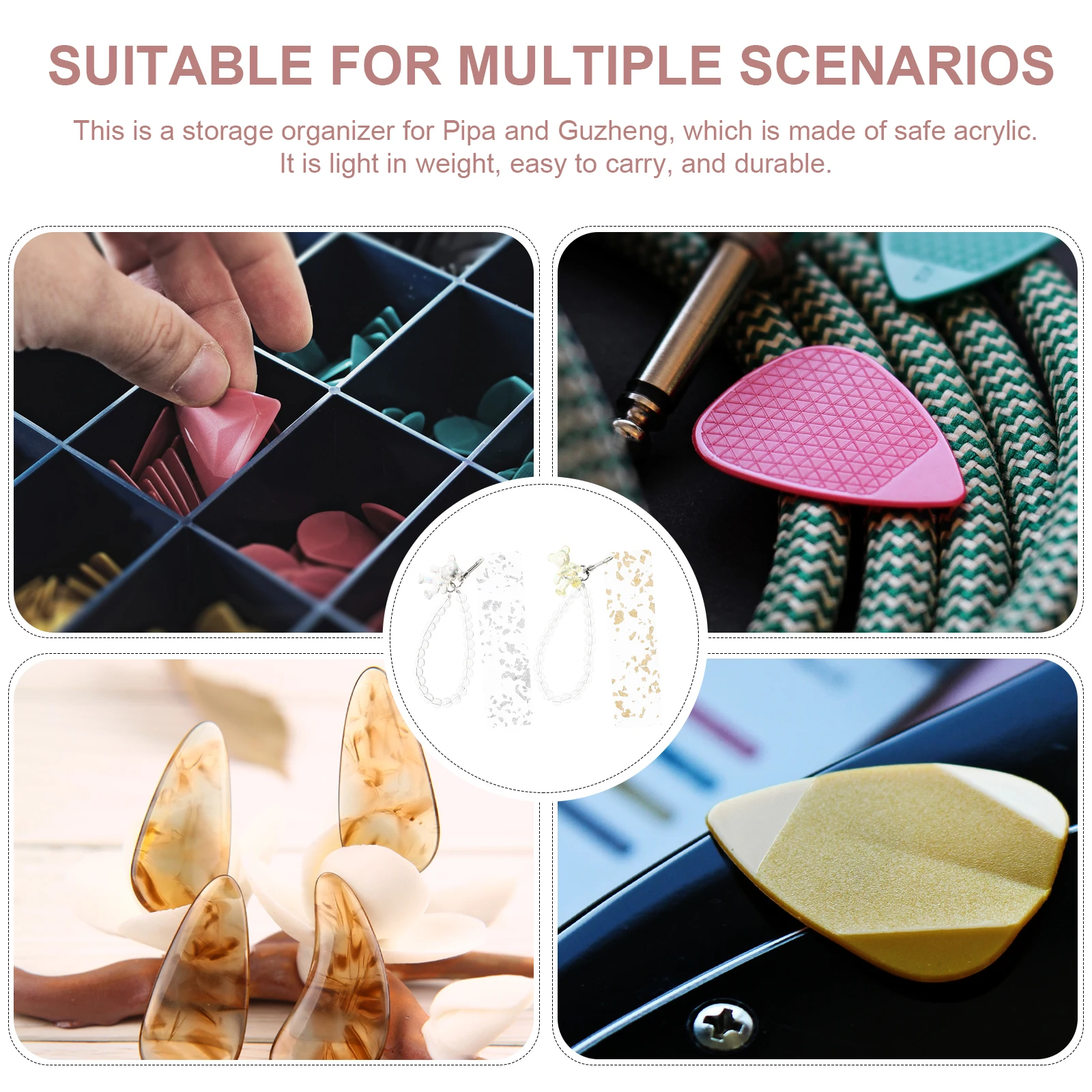 

2 Pcs Guzheng Nail Storage Board Reasonable Thickness Pipa Supplies Electric Guitar Acrylic Nails Organizer Accessories