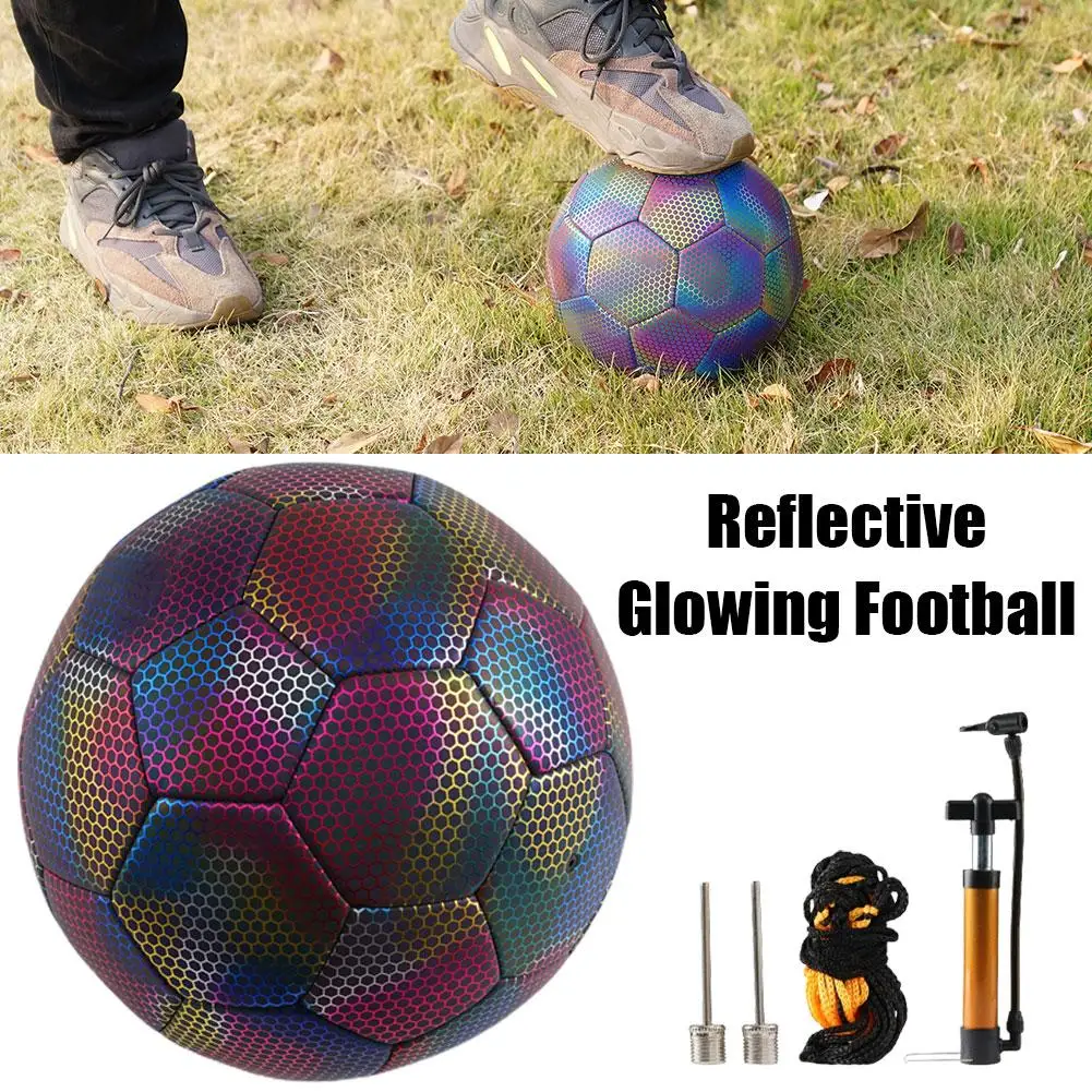 

Glow In Dark Football Luminous Soccer Balls Night Glowing Reflective Footballs Size 4/5 Outdoor Light Up Toy Gifts For Boys I4W7