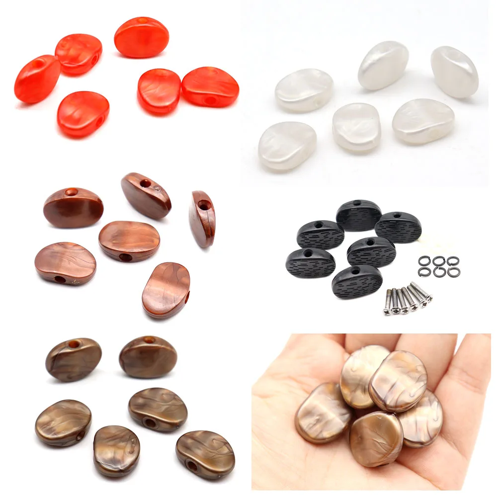 6Pcs Oval Shape Electric Guitar Tuning Pegs Cap Tuners Machine Head Replacement Buttons Knobs 5 Coloer