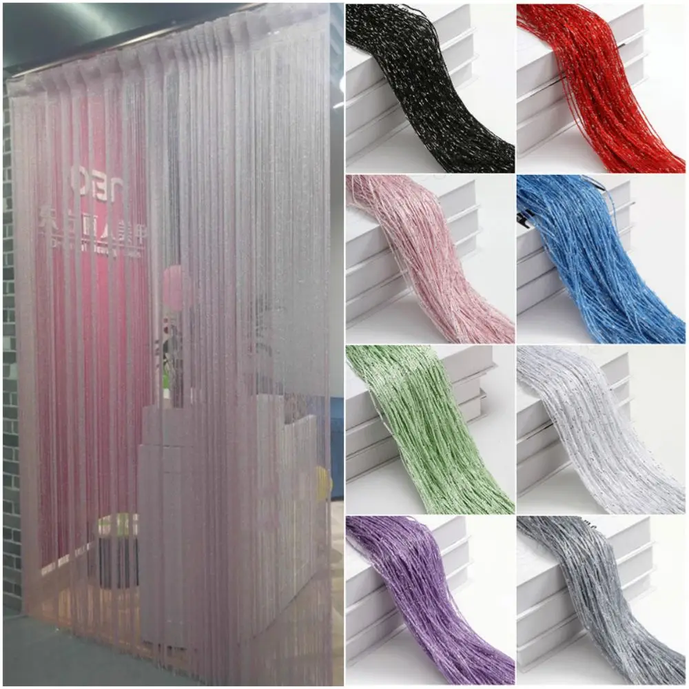 100cm*200cm Straight Line Curtains Multicolor Silver Wire Silk Thread Curtains Straight Line Tassel Door Curtains