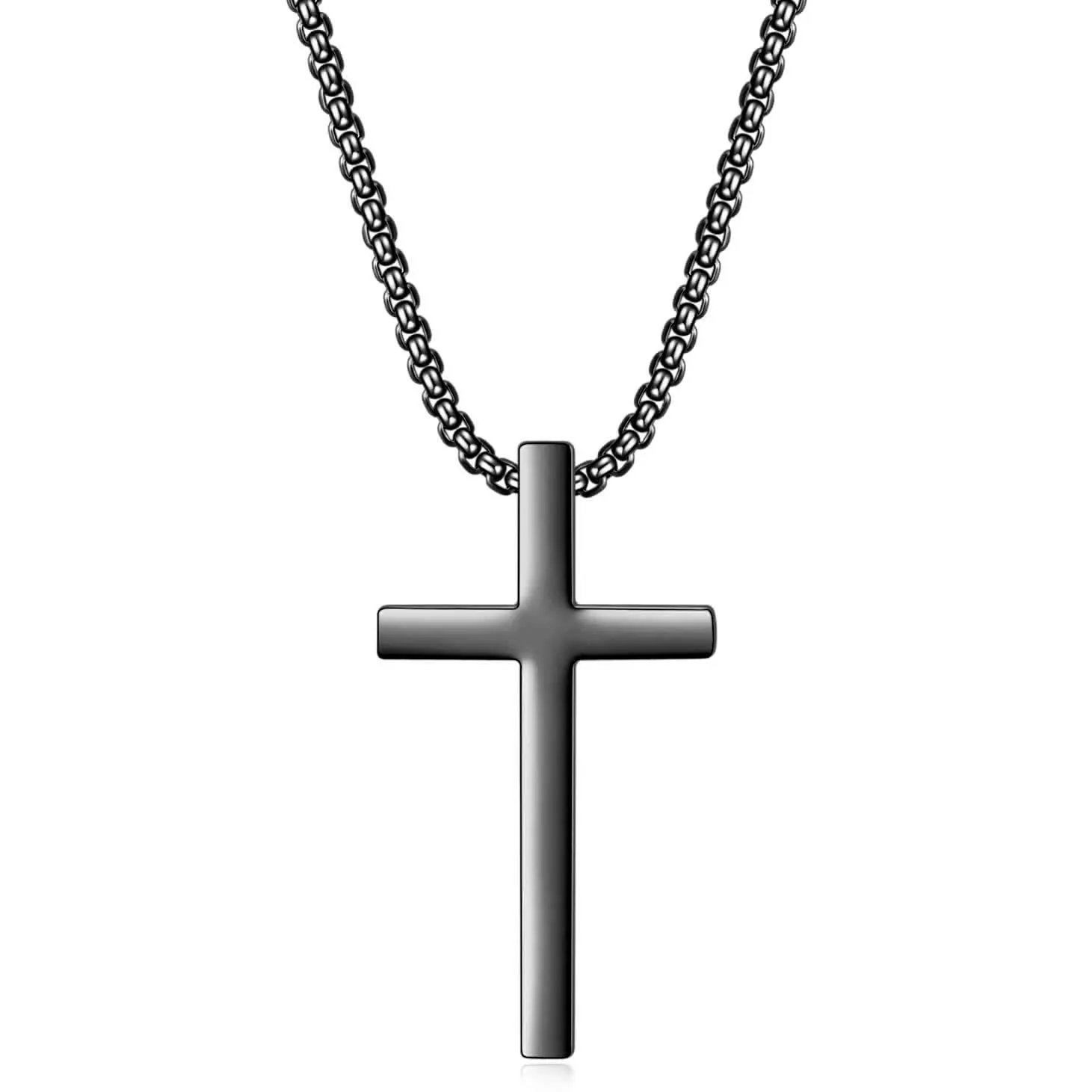 Halskette mit Kreuzanhänger aus Edelstahl für Herren, minimalistische Kette in Gold- oder Silberfarbe, Gebetskette für Damen, modischer Schmuck. – Detail 2