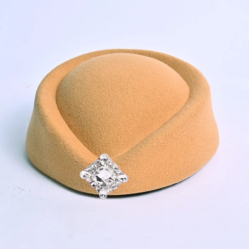 قبعات المضيفة مع الماس شيك كوكتيل قبعات الحفلات المسائية الكنيسة قبعة الراقية الفنان التصوير فيلم قبعة بيضاء #3