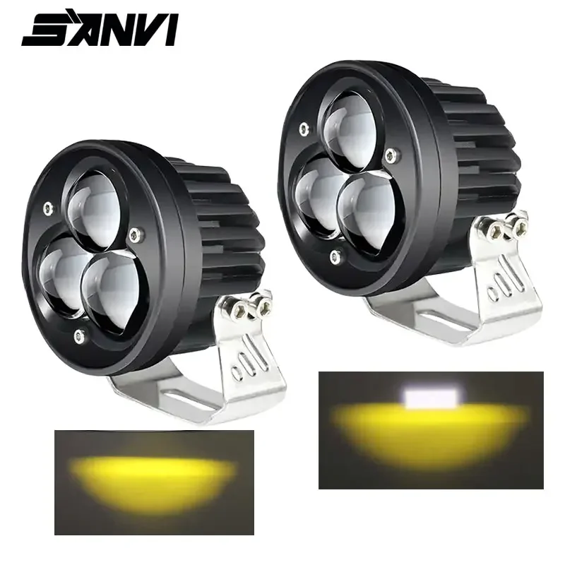 

SANVI LED Spotlights Dual Color Fog Lights LED Work Light for Motorcycle Auxiliary Light Car Offroad 4x4 Tractor ATV SUV 12V 48V