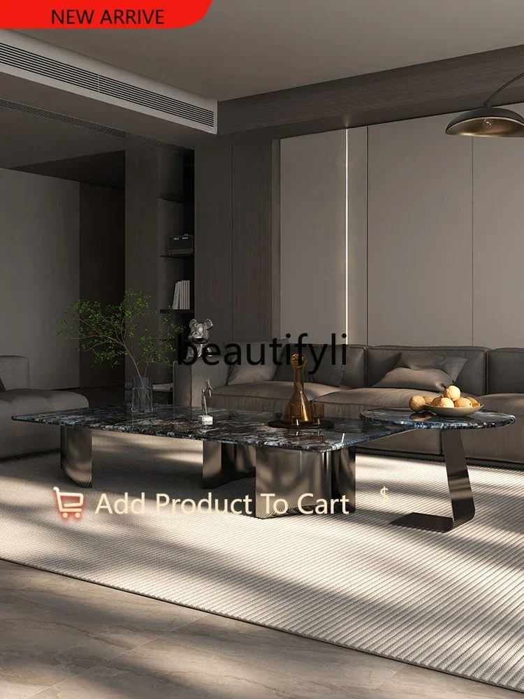 

Rectangle luxury stone coffee table combination designer modern light luxury living room home G1218