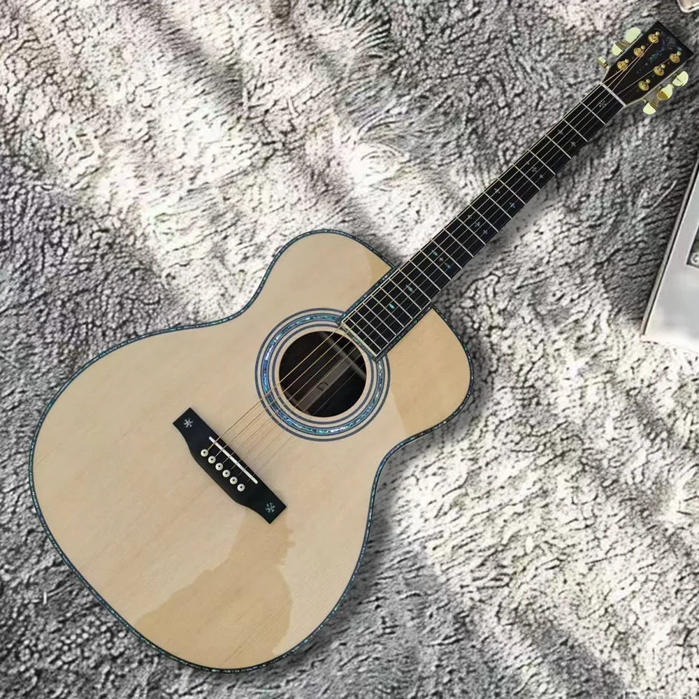 

40 "solid Profile Top Acoustic Guitar All Abalone Shell Set Ebony Fingerboard Acoustic Guitar OM42 Series