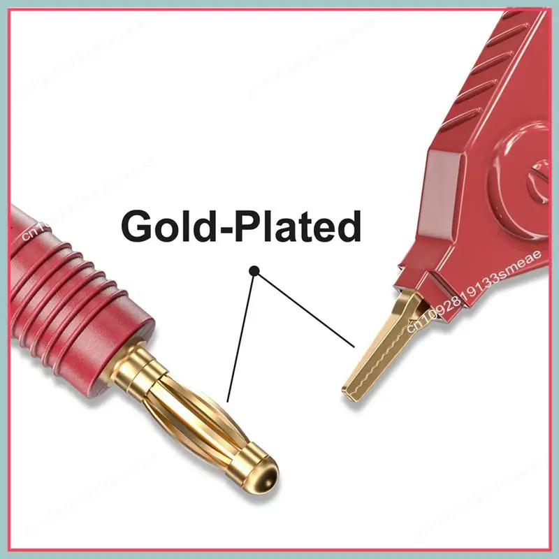 

N94R Meter Test Leads Terminal Kelvin Clips Cable Wires To 4Mm Banana Plugs Gold-Plated