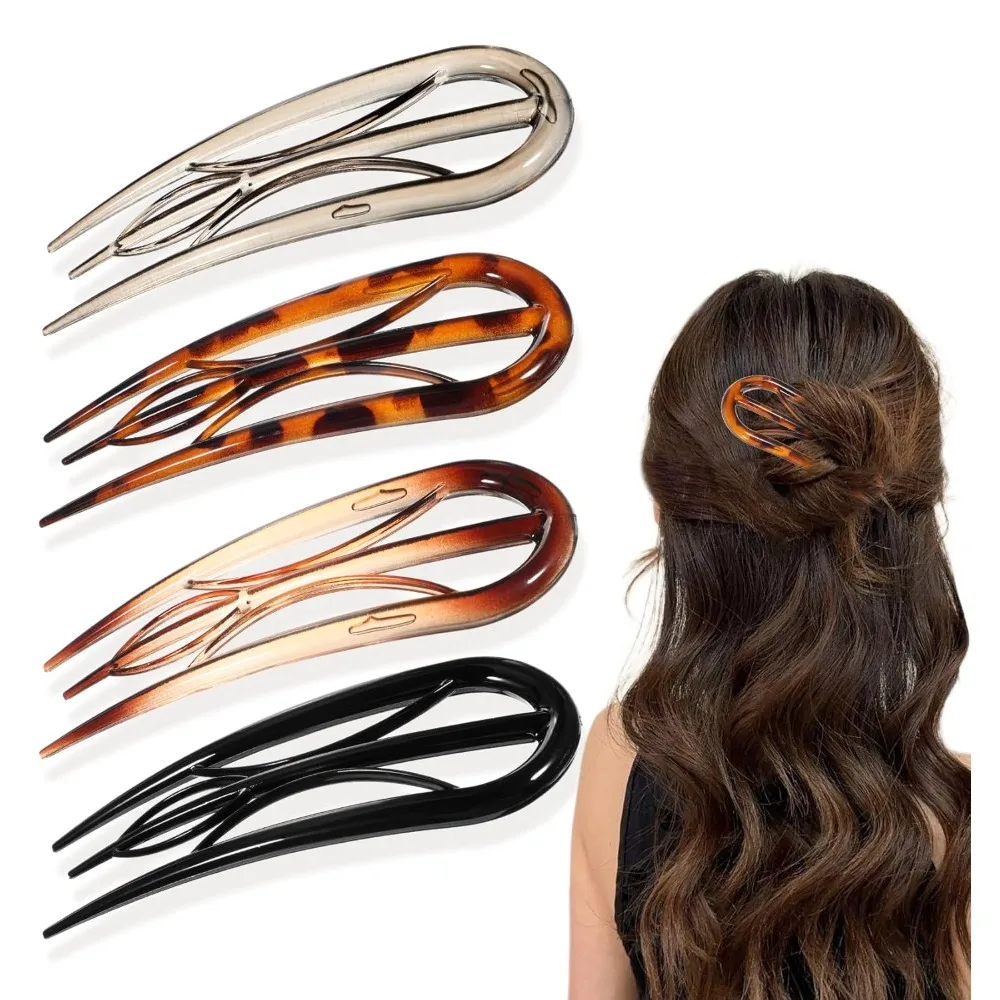 

Заколки для волос для женщин, тонкие тонкие волосы, 4 шт., большая французская заколка для волос, пластиковая французская заколка с тремя внутренними зубцами для