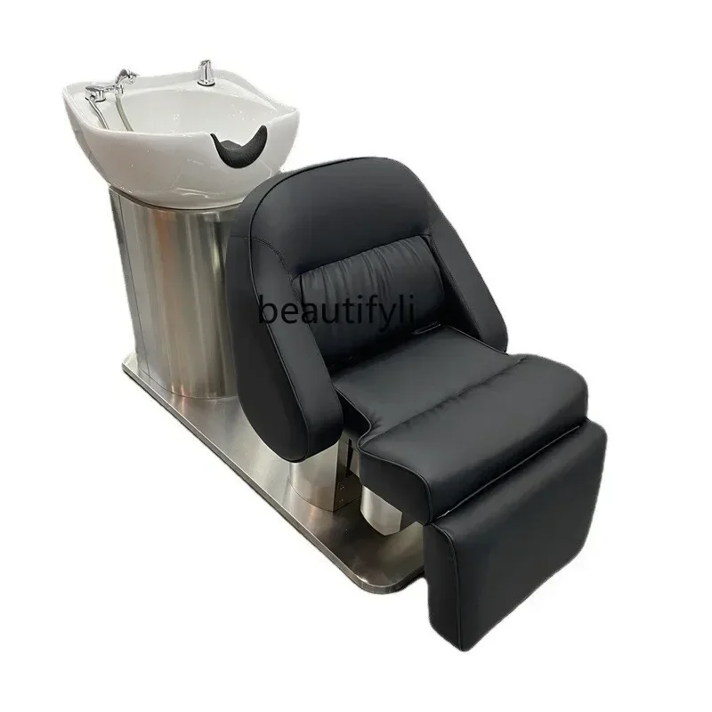 Electric Automatic Shampoo Chair Barber Shop Half Lying Flushing Bed High-End Rotating Shampoo Chair