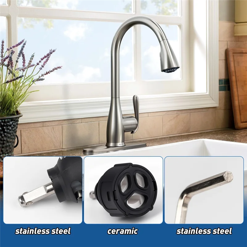 AT19-For Moen Single Handle Kitchen Lavatory Faucet Cartridge Replacement 1255 Model Fix Leak Hex Wrench Included
